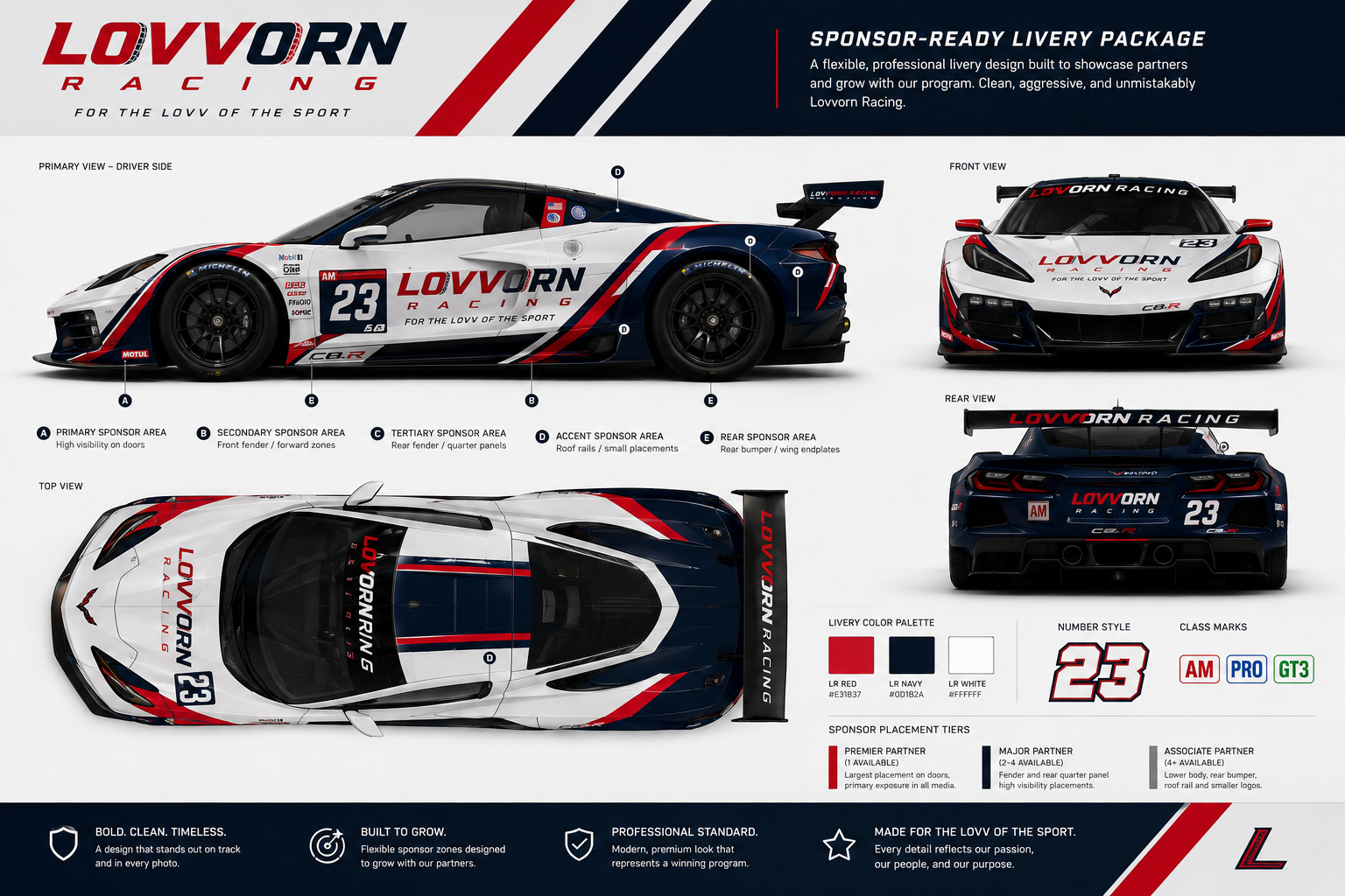 Sponsor-ready livery package concept